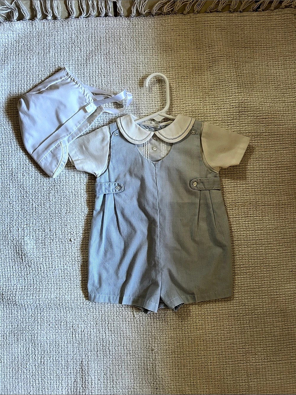Petit Ami Baby Blue Gingham Romper Set